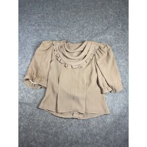 Sauci Womens 8 Blouse Collared Ruffle Blouse Feminine Dainty Quite Luxury Girly